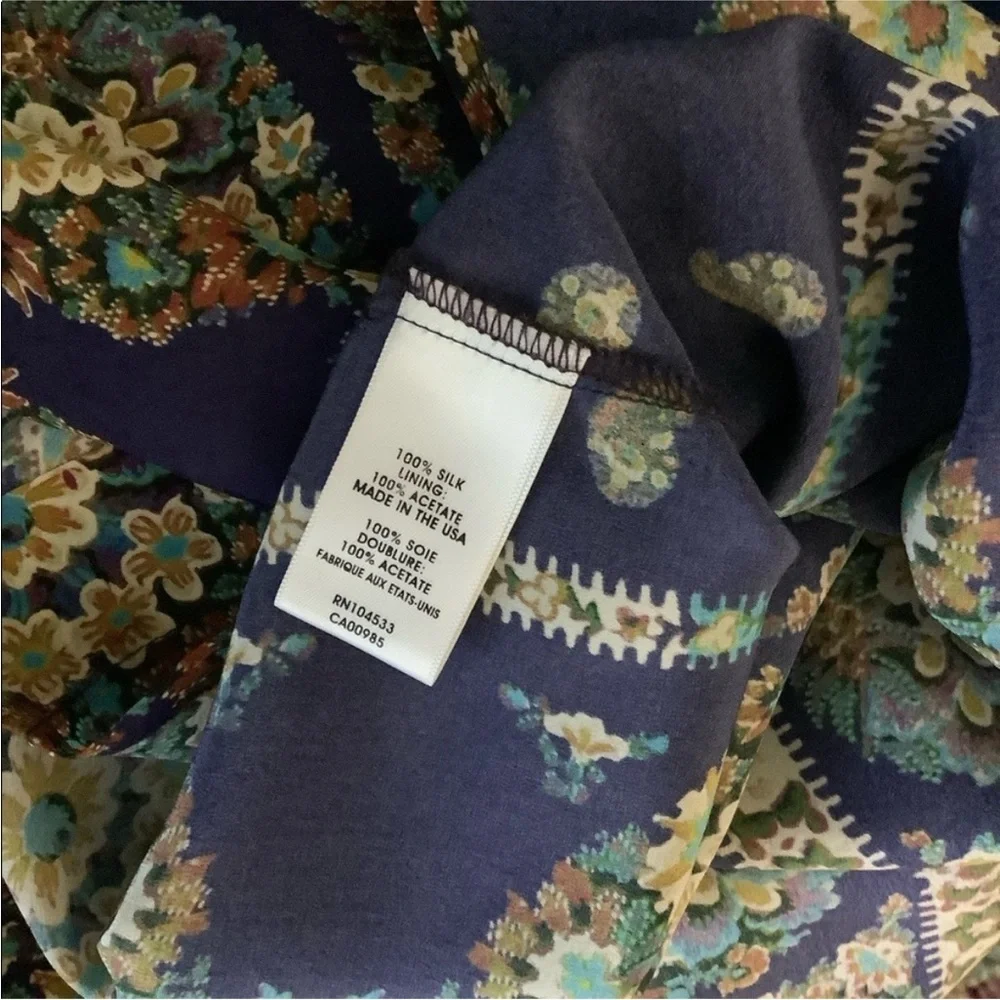 Nanette Lepore Silk Boho Floral Sleeveless Blouse Jewel Tone Print Size 4